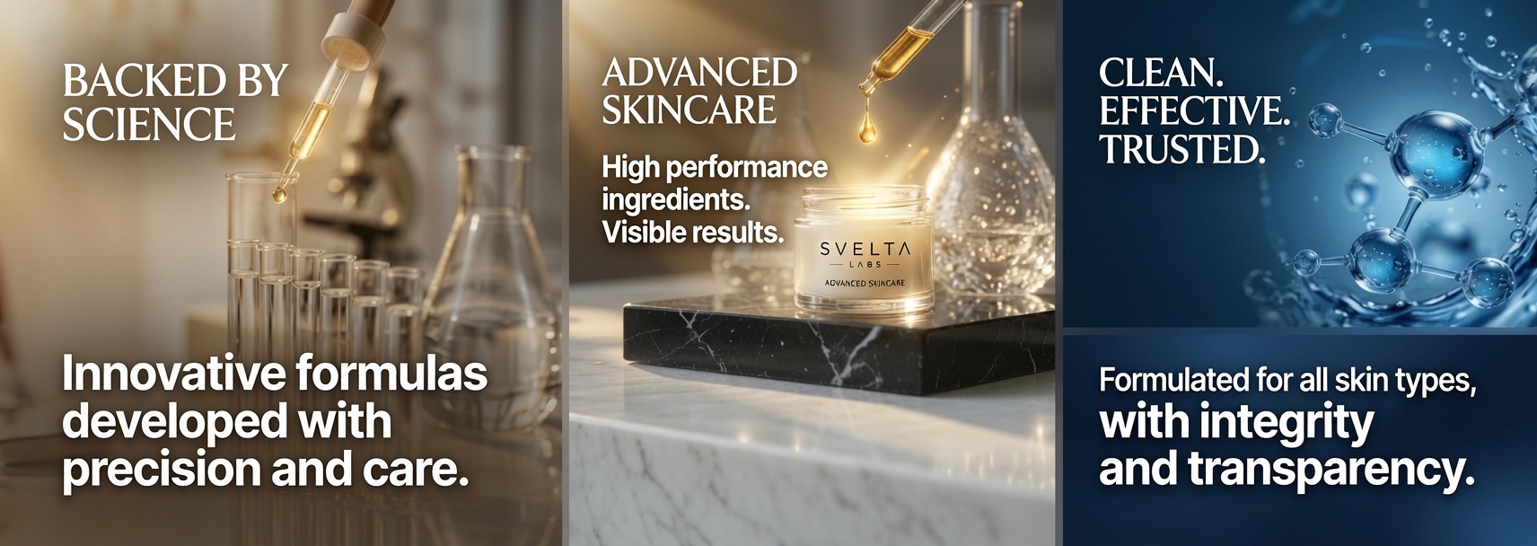 Svelta Labs skincare science and intelligence panels